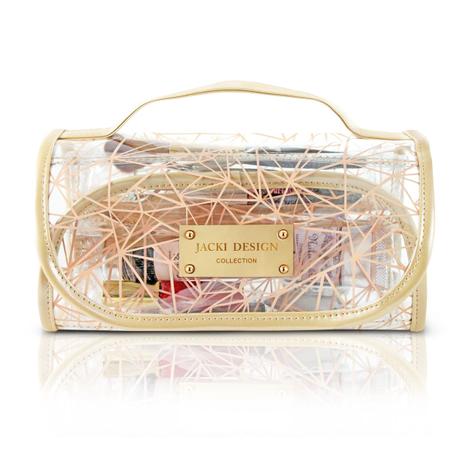 Necessaire rocambole transparente clássica 4 bolsos jacki design bege Menor preço em Necessaire rocambole transparente clássica 4 bolsos jacki design bege