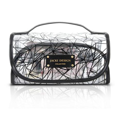 Necessaire rocambole transparente clássica 4 bolsos jacki design preto Menor preço em Necessaire rocambole transparente clássica 4 bolsos jacki design preto