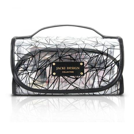 Necessaire Rocambole Transparente - Preto - Pvc Jacki Design Menor preço em Necessaire Rocambole Transparente - Preto - Pvc Jacki Design
