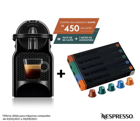 Nespresso Inissia Preta, Cafeteira 110V e Seleção Lungos 50 cápsulas de café Menor preço em Nespresso Inissia Preta, Cafeteira 110V e Seleção Lungos 50 cápsulas de café