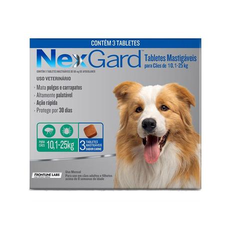 Nexgard G Cães 10,1 a 25kg 3 Tabletes Antipulgas e Carrapatos Merial - Descrição marketplace Menor preço em Nexgard G Cães 10,1 a 25kg 3 Tabletes Antipulgas e Carrapatos Merial - Descrição marketplace