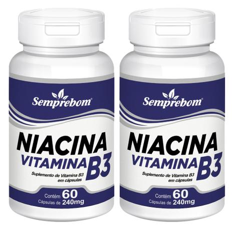 Niacina Vitamina B3 Semprebom - 120 Cap. de 240 mg. Menor preço em Niacina Vitamina B3 Semprebom - 120 Cap. de 240 mg.
