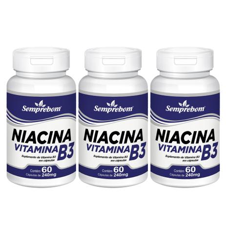 Niacina Vitamina B3 Semprebom - 180 Cap. de 240 mg. Menor preço em Niacina Vitamina B3 Semprebom - 180 Cap. de 240 mg.