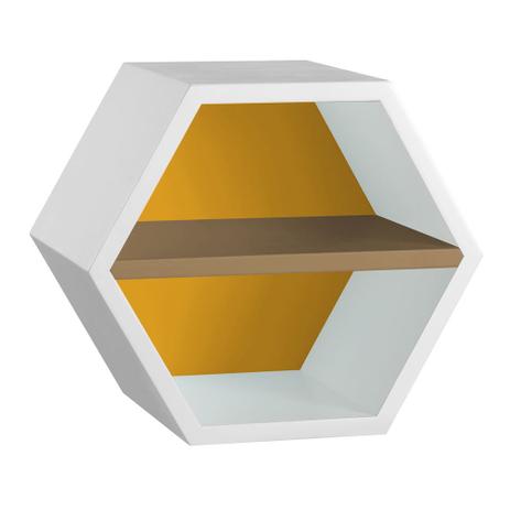 Nicho Com Prateleira Favo 1151 Branco/Amarelo/Marrom Médio - Máxima móveis Menor preço em Nicho Com Prateleira Favo 1151 Branco/Amarelo/Marrom Médio - Máxima móveis
