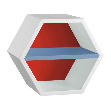 Nicho Com Prateleira Favo 1151 Branco/Vermelho/Azul Serenata - Máxima móveis Menor preço em Nicho Com Prateleira Favo 1151 Branco/Vermelho/Azul Serenata - Máxima móveis