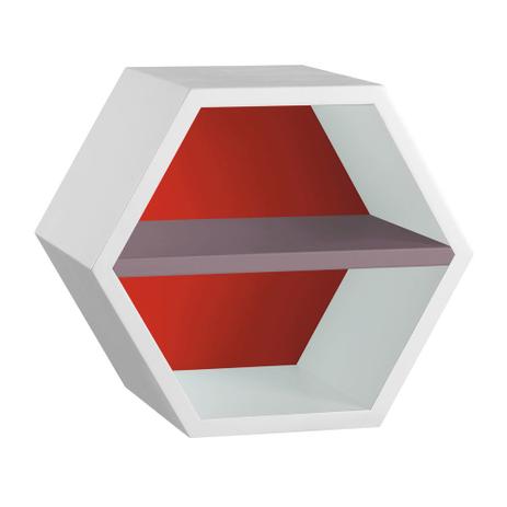 Nicho Com Prateleira Favo 1151 Branco/Vermelho/Lilás - Máxima móveis Menor preço em Nicho Com Prateleira Favo 1151 Branco/Vermelho/Lilás - Máxima móveis