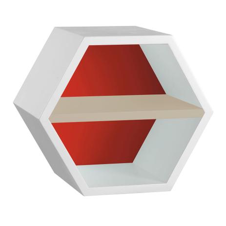 Nicho Com Prateleira Favo 1151 Branco/Vermelho/Marrom Claro - Máxima móveis Menor preço em Nicho Com Prateleira Favo 1151 Branco/Vermelho/Marrom Claro - Máxima móveis