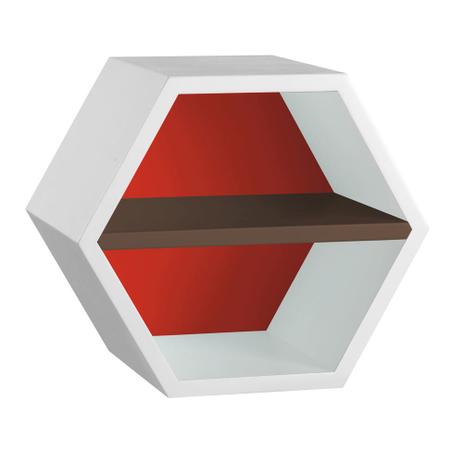 Nicho Com Prateleira Favo 1151 Branco/Vermelho/Marrom Escuro - Máxima móveis Menor preço em Nicho Com Prateleira Favo 1151 Branco/Vermelho/Marrom Escuro - Máxima móveis