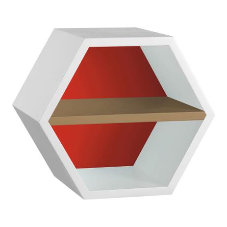 Nicho Com Prateleira Favo 1151 Branco/Vermelho/Marrom Médio - Máxima móveis Menor preço em Nicho Com Prateleira Favo 1151 Branco/Vermelho/Marrom Médio - Máxima móveis