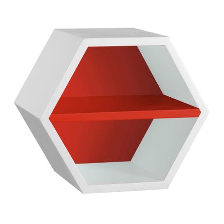 Nicho Com Prateleira Favo 1151 Branco/Vermelho - Máxima móveis Menor preço em Nicho Com Prateleira Favo 1151 Branco/Vermelho - Máxima móveis