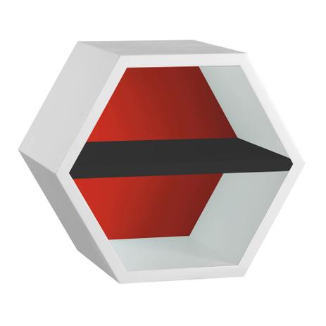 Nicho Com Prateleira Favo 1151 Branco/Vermelho/Preto - Máxima móveis Menor preço em Nicho Com Prateleira Favo 1151 Branco/Vermelho/Preto - Máxima móveis