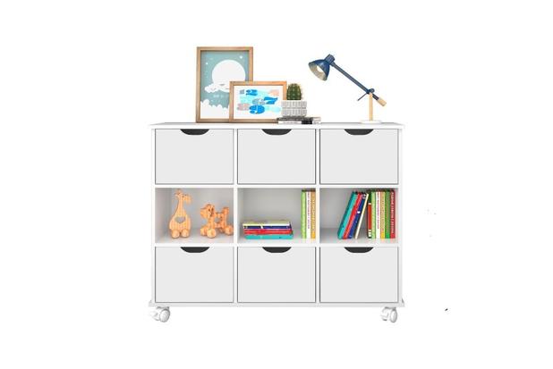 Nicho organizador branco 108 x 83 cm 6 gavetas brancas com rodizios - qmovi Menor preço em Nicho organizador branco 108 x 83 cm 6 gavetas brancas com rodizios - qmovi
