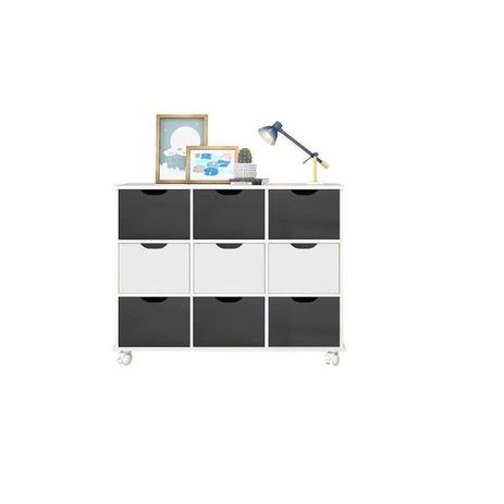 Nicho Organizador Branco 108 X 83 cm Com 9 Gavetas Brancas/ Pretas E Rodízios - Qmovi Móveis Menor preço em Nicho Organizador Branco 108 X 83 cm Com 9 Gavetas Brancas/ Pretas E Rodízios - Qmovi Móveis