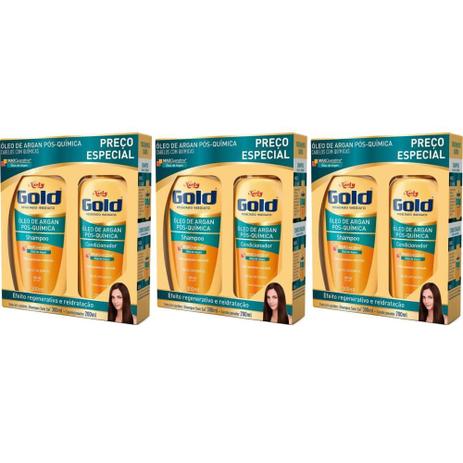 Niely Gold Argan Pós Química Shampoo 300ml + Condicionador 200ml (Kit C/03) Menor preço em Niely Gold Argan Pós Química Shampoo 300ml + Condicionador 200ml (Kit C/03)