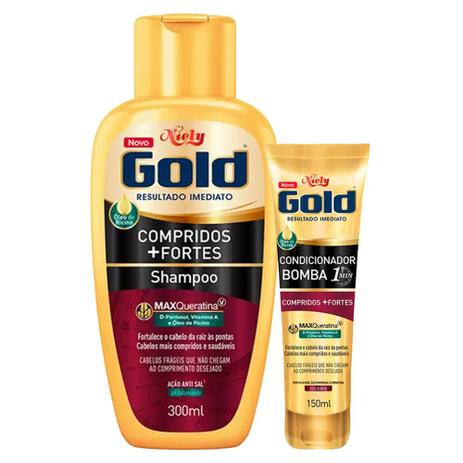 Niely Gold Bomba Compridos + Fortes Kit - Shampoo + Condicionador Menor preço em Niely Gold Bomba Compridos + Fortes Kit - Shampoo + Condicionador