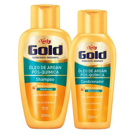 Niely Gold Óleo de Argan Pós Química Kit - Shampoo + Condicionador Menor preço em Niely Gold Óleo de Argan Pós Química Kit - Shampoo + Condicionador