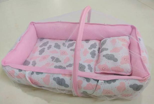 Ninho Redutor de Berço Nuvem Rosa + Mosquiteiro - I9 baby Menor preço em Ninho Redutor de Berço Nuvem Rosa + Mosquiteiro - I9 baby