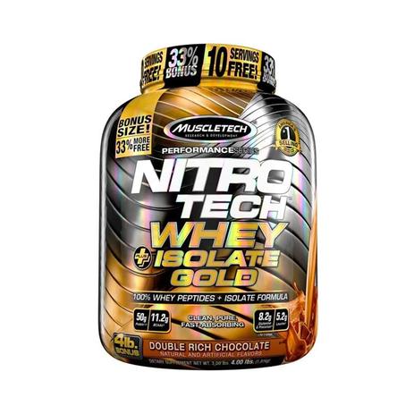 NITRO TECH WHEY ISOLATE GOLD 1,81kg - CHOCOLATE DUPLO - Muscletech Menor preço em NITRO TECH WHEY ISOLATE GOLD 1,81kg - CHOCOLATE DUPLO - Muscletech