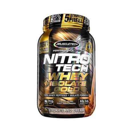 NITRO TECH WHEY ISOLATE GOLD 913g - BISCOITO E CREME - Muscletech Menor preço em NITRO TECH WHEY ISOLATE GOLD 913g - BISCOITO E CREME - Muscletech