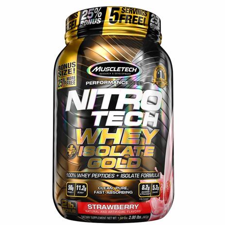 Nitro-tech whey isolate gold morango 907g muscletech Menor preço em Nitro-tech whey isolate gold morango 907g muscletech