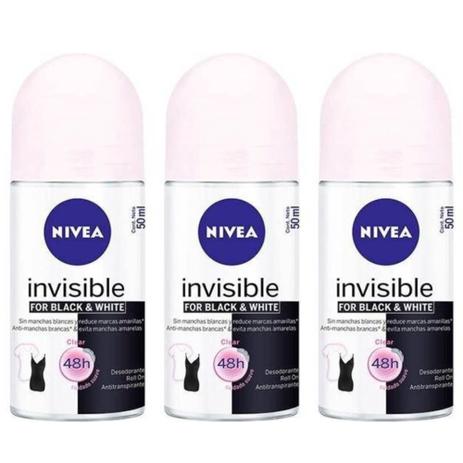 Nivea Black White Clear Desodorante Rollon 50ml (Kit C/03) Menor preço em Nivea Black White Clear Desodorante Rollon 50ml (Kit C/03)