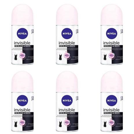 Nivea Black White Clear Desodorante Rollon 50ml (Kit C/06) Menor preço em Nivea Black White Clear Desodorante Rollon 50ml (Kit C/06)