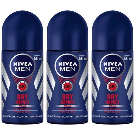 Nivea Dry Impact Desodorante Rollon Masculino 50ml (Kit C/03) é boa?