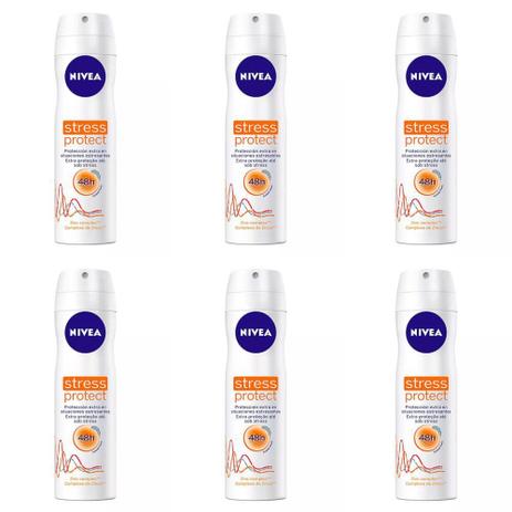 Nivea Feminino Stress Protect Desodorante Aerosol 150ml (Kit C/06) Menor preço em Nivea Feminino Stress Protect Desodorante Aerosol 150ml (Kit C/06)
