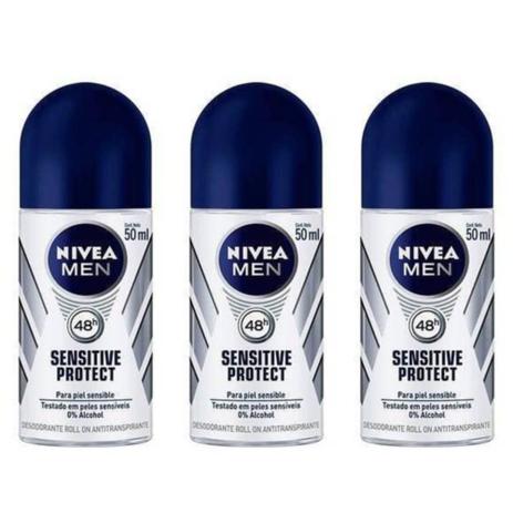 Nivea For Men Sensitive Protect Desodorante Rollon 50ml (Kit C/03) Menor preço em Nivea For Men Sensitive Protect Desodorante Rollon 50ml (Kit C/03)