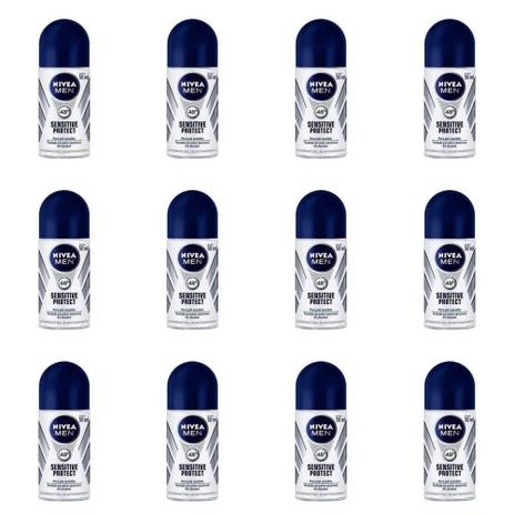 Nivea For Men Sensitive Protect Desodorante Rollon 50ml (Kit C/12) Menor preço em Nivea For Men Sensitive Protect Desodorante Rollon 50ml (Kit C/12)
