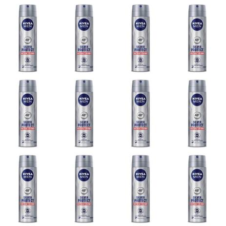 Nivea For Men Silver Protect Desodorante Aerosol 150ml (Kit C/12) Menor preço em Nivea For Men Silver Protect Desodorante Aerosol 150ml (Kit C/12)