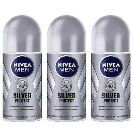 Nivea For Men Silver Protect Desodorante Rollon 50ml (Kit C/03) Menor preço em Nivea For Men Silver Protect Desodorante Rollon 50ml (Kit C/03)