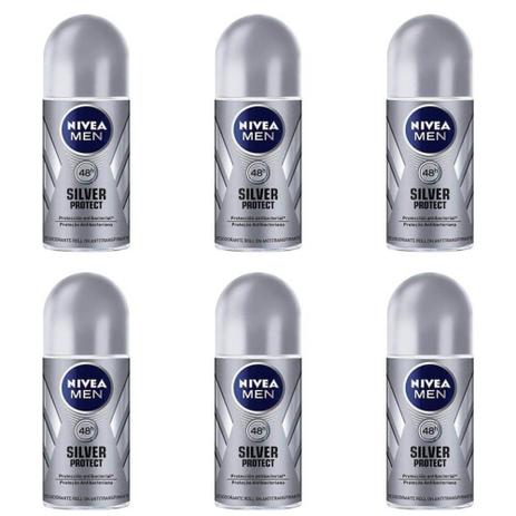 Nivea For Men Silver Protect Desodorante Rollon 50ml (Kit C/06) Menor preço em Nivea For Men Silver Protect Desodorante Rollon 50ml (Kit C/06)