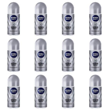 Nivea For Men Silver Protect Desodorante Rollon 50ml (Kit C/12) Menor preço em Nivea For Men Silver Protect Desodorante Rollon 50ml (Kit C/12)