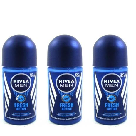 Nivea Fresh Active Desodorante Rollon Masculino 50ml (Kit C/03) Menor preço em Nivea Fresh Active Desodorante Rollon Masculino 50ml (Kit C/03)