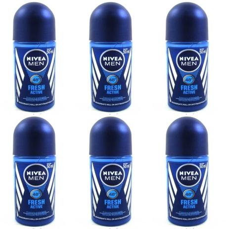 Nivea Fresh Active Desodorante Rollon Masculino 50ml (Kit C/06) Menor preço em Nivea Fresh Active Desodorante Rollon Masculino 50ml (Kit C/06)