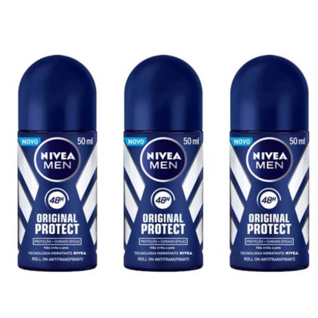 Nivea Original Protect Desodorante Rollon 50ml (Kit C/03) Menor preço em Nivea Original Protect Desodorante Rollon 50ml (Kit C/03)