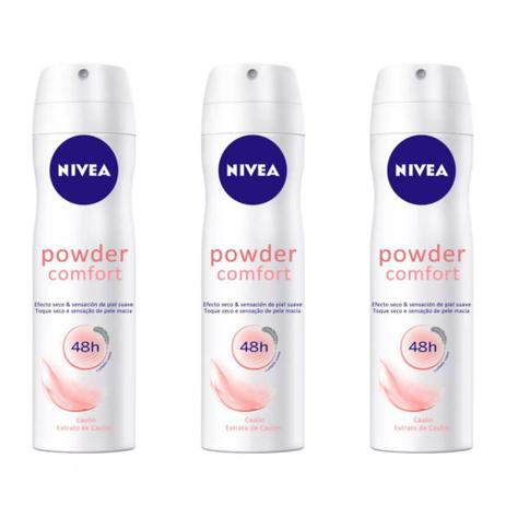 Nivea Powder Confort 48h Desodorante Aerosol 150ml (Kit C/03) Menor preço em Nivea Powder Confort 48h Desodorante Aerosol 150ml (Kit C/03)
