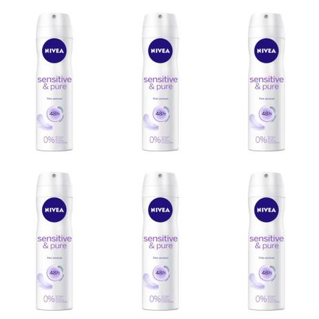 Nivea Sensitive Pure Desodorante Aerosol 150ml (Kit C/06) Menor preço em Nivea Sensitive Pure Desodorante Aerosol 150ml (Kit C/06)