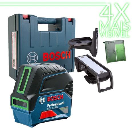 Nível à Laser Verde 4x Mais Visível Linhas em Cruz 15 Metros GCL2-15 G - 0 601 0 - Bosch Menor preço em Nível à Laser Verde 4x Mais Visível Linhas em Cruz 15 Metros GCL2-15 G - 0 601 0 - Bosch