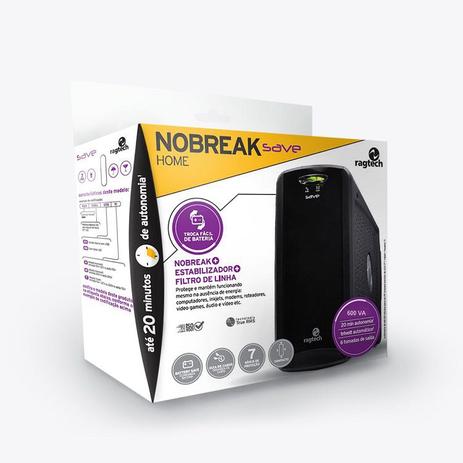 Nobreak Ragtech New Save Home de 600 Va Trivolt Automático 115v, 127v, 220v Saída 115v Preto Menor preço em Nobreak Ragtech New Save Home de 600 Va Trivolt Automático 115v, 127v, 220v Saída 115v Preto