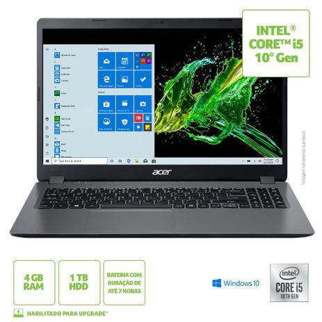 Notebook Acer Aspire 3 A315-54-58H0 Intel Core I5 4GB 1TB HD 15,6' Windows 10
