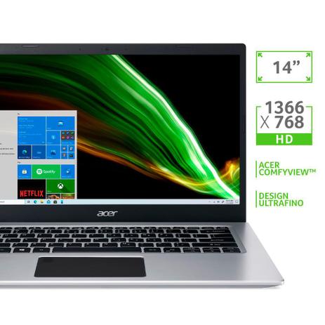 Notebook Acer Aspire 5 Intel Core i5-1035G1, 4GB RAM, SSD 256GB, 14.0 HD, Windows 10 Home, Prata – A514-53-5239