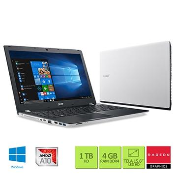 Notebook Acer E5-553G-T4TJ, 15.6” LED HD, AMD A10-9600P, 4GB DDR4, HD 1TB, AMD Radeon R7 M440 2GB, Windows 10 SL, Teclado Numérico, Branco Menor preço em Notebook Acer E5-553G-T4TJ, 15.6” LED HD, AMD A10-9600P, 4GB DDR4, HD 1TB, AMD Radeon R7 M440 2GB, Windows 10 SL, Teclado Numérico, Branco
