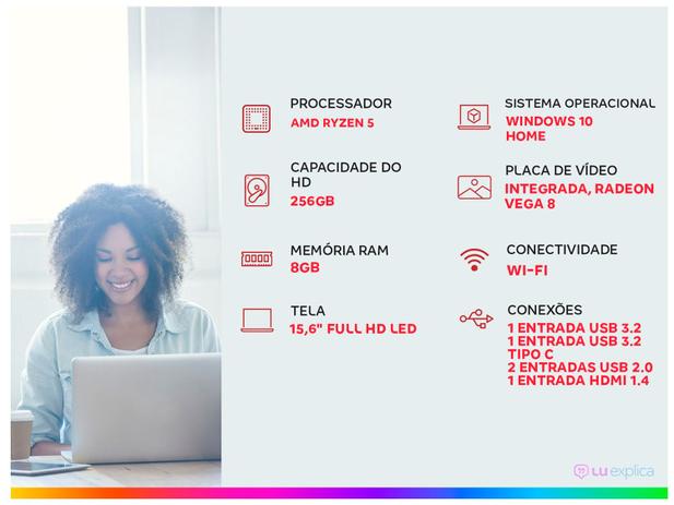 Notebook Asus M515DA-EJ502T AMD Ryzen 5 8GB - 256GB 15,6” Full HD Windows 10