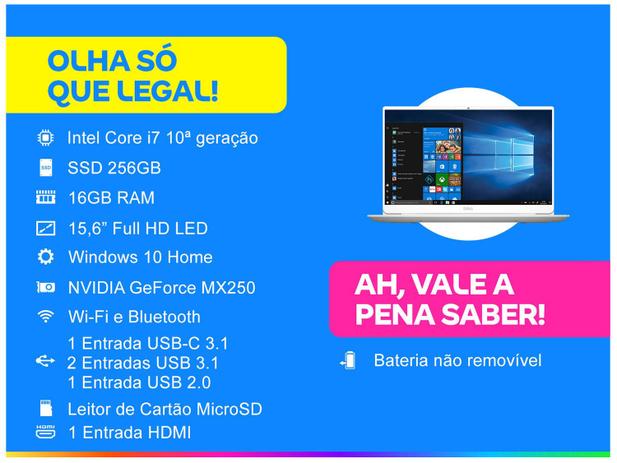 Notebook Dell Inspiron 15 5000 i15-5590-A30S - Intel Core i7 16GB 256GB SSD 15,6” Full HD