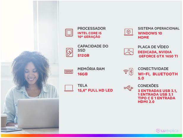 Notebook Gamer Acer Nitro 5 Intel Core i5 16GB - 512GBSSD 15,6” Full HD 144Hz NVIDIA GTX1650ti 4GB