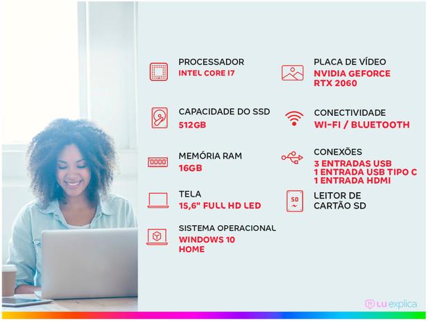 Notebook Gamer Dell G3-3500-A40P Intel Core i7 - 16GB 512GB SSD 15,6” Full HD NVIDIA RTX 2060 6GB