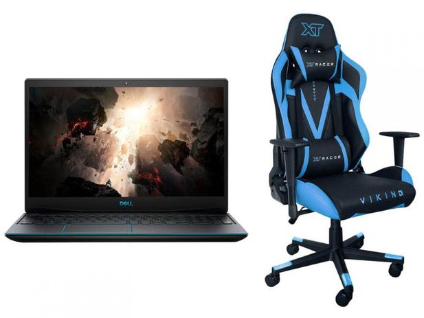 Notebook Gamer Dell G3-3500-A40P Intel Core i7 - 16GB RTX 2060 6GB + Cadeira Gamer Preta e Azul Menor preço em Notebook Gamer Dell G3-3500-A40P Intel Core i7 - 16GB RTX 2060 6GB + Cadeira Gamer Preta e Azul