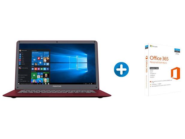 Notebook Positivo Motion Red Q 232A - Intel Quad Core 2GB+ Microsoft Office 365 Personal Menor preço em Notebook Positivo Motion Red Q 232A - Intel Quad Core 2GB+ Microsoft Office 365 Personal